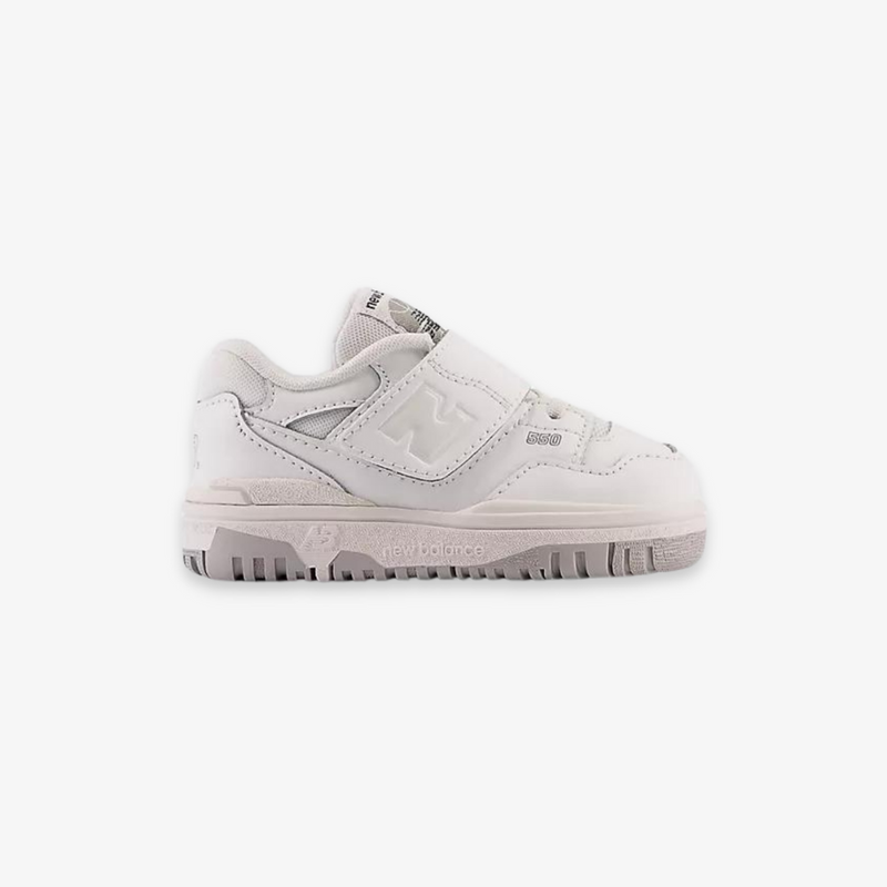 toddler new balance 550 bungee lace with top strap (white)