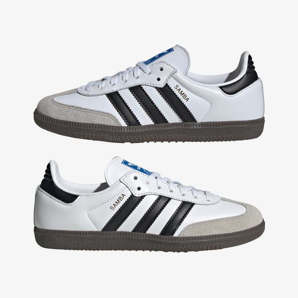 gradeschool adidas samba (white/black)