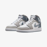 gradeschool jordan 1 mid se (white/cool grey)