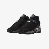 gradeschool jordan 8 retro chrome (black/white-lt graphite)