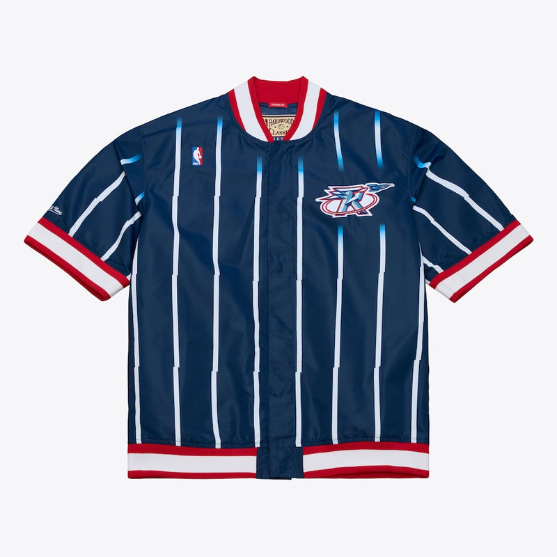 mens mitchell and ness houston rockets warm up jacket (navy/red)