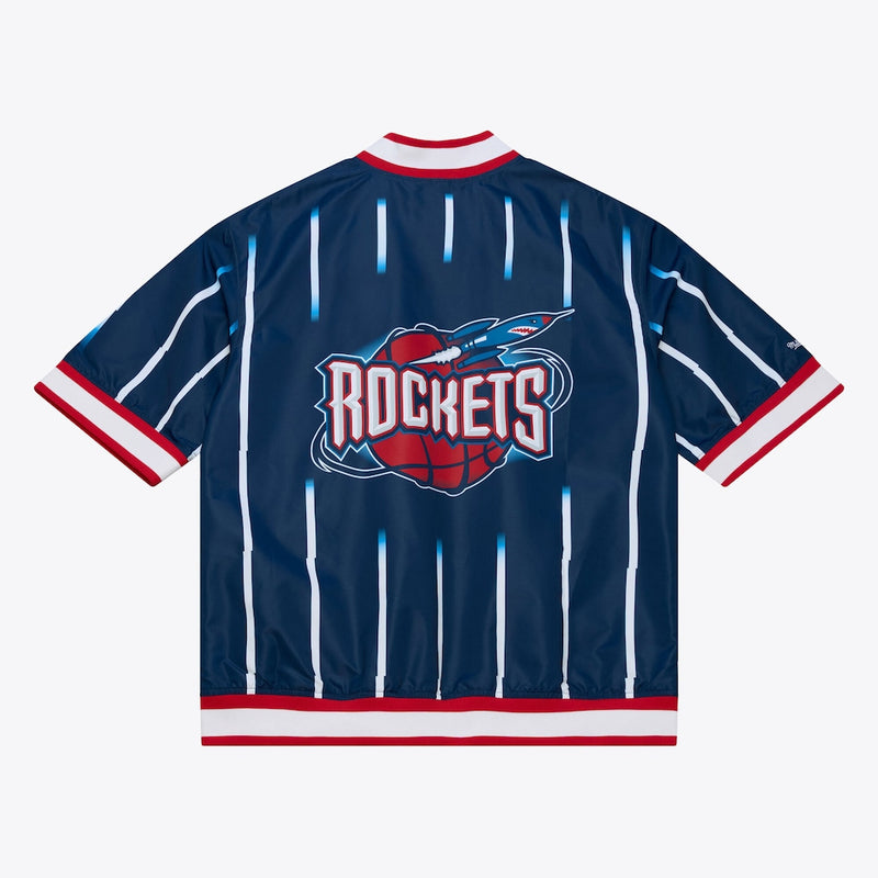 mens mitchell and ness houston rockets warm up jacket (navy/red)