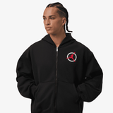 mens jordan flight club zip up fleece hoodie (black)