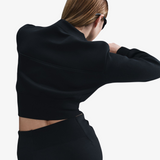 womens nike tech fleece cropped half zip jacket (black)