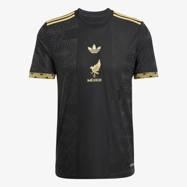 mens adidas mexico s/s soccer jersey (black/gold)