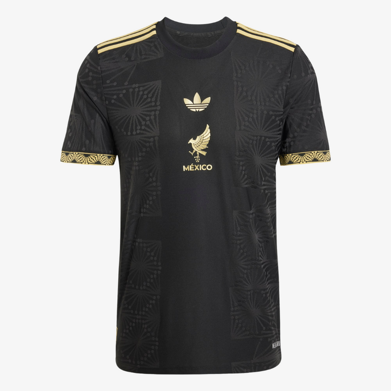 mens adidas mexico s/s soccer jersey (black/gold)