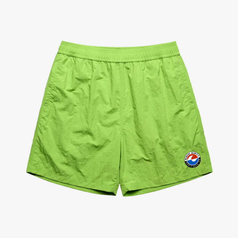 men's ridin' dirty don't save 'em nylon shorts (lime)