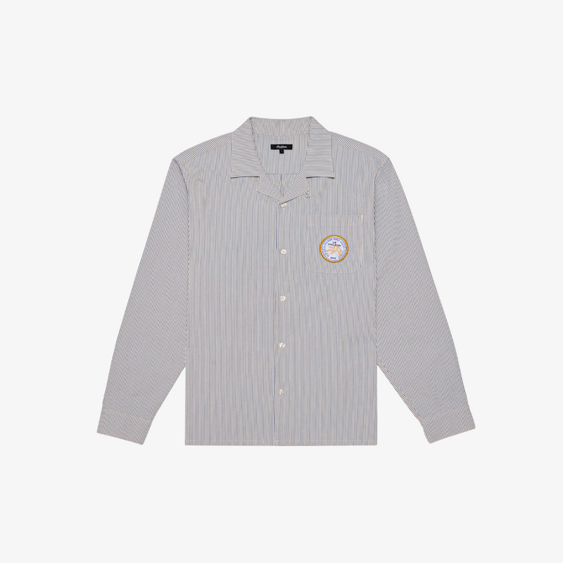mens malbon golf saint tropez seersucker l/s shirt (white/blue)