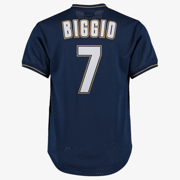 mens mitchell and ness biggio jersey (navy blue)