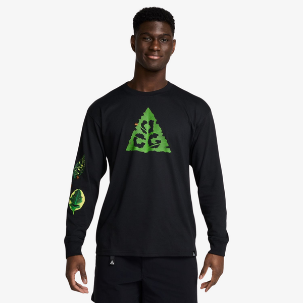 mens nike acg l/s tee (black/green)