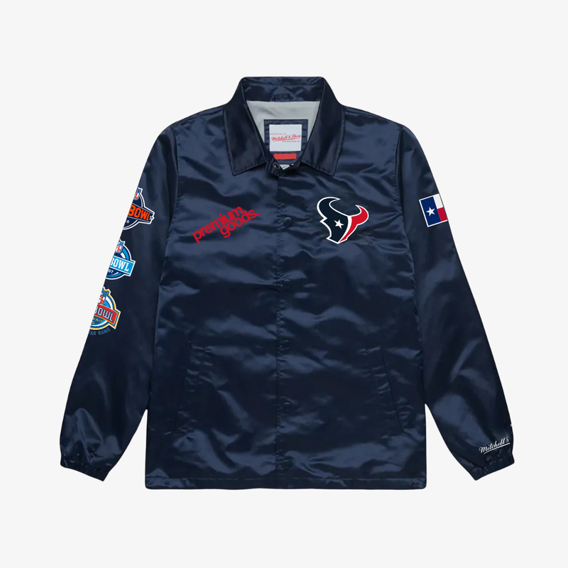 mens mitchell & ness x premiumgoods houston texans collared satin