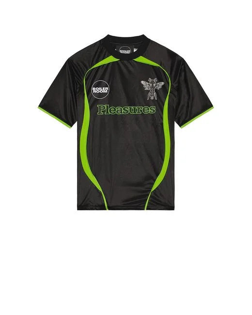 mens pleasures aqua soccer jersey (black/green)