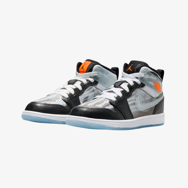 preschool jordan 1 mid sneaker school (black/ice blue/crimson)