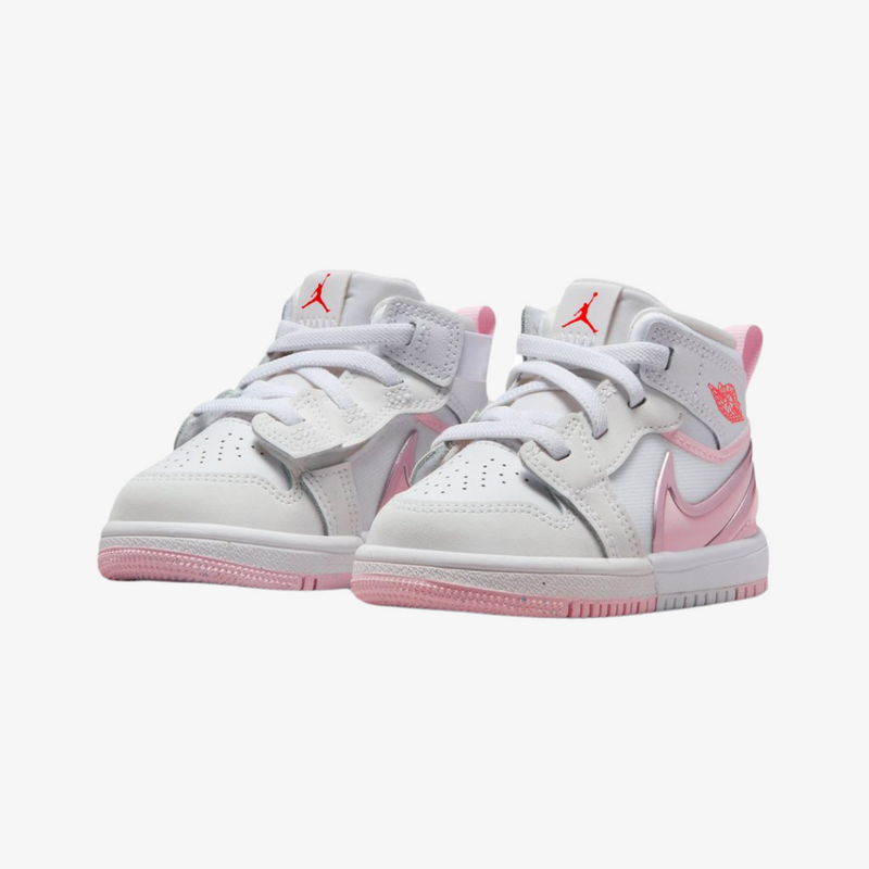 toddler jordan 1 mid rm easy on (white/pink foam)