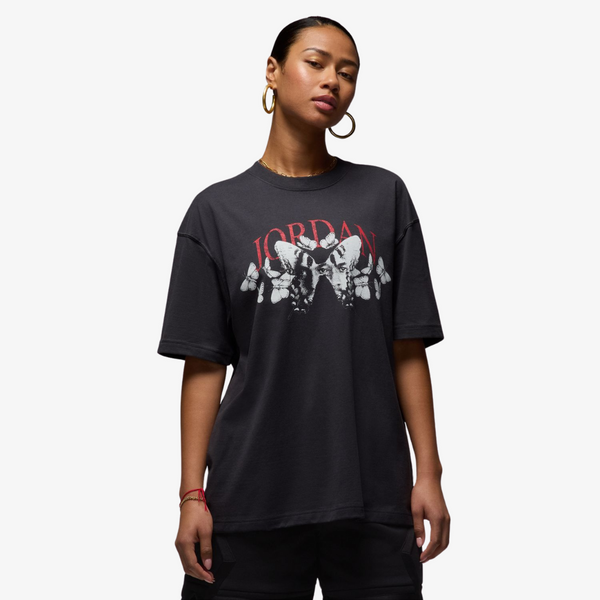 womens jordan oversized butterfly s/s tee (black)