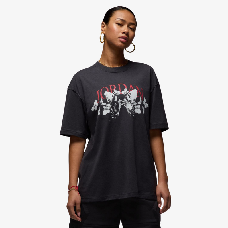 womens jordan oversized butterfly s/s tee (black)