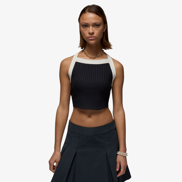 womens jordan poolside top (black/white)