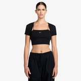 womens nike sportswear chill knit top (black)